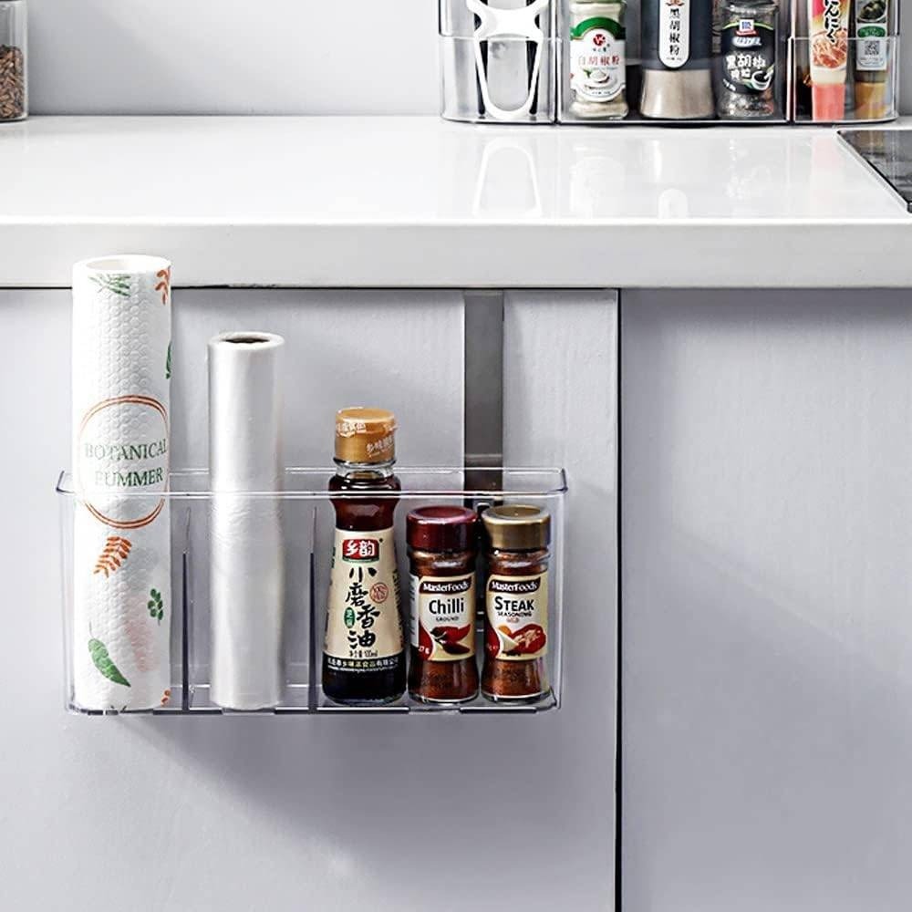 HIEEY Multipurpose Organizer Transparent 3 Compartment Spice Rack No Screw Mount